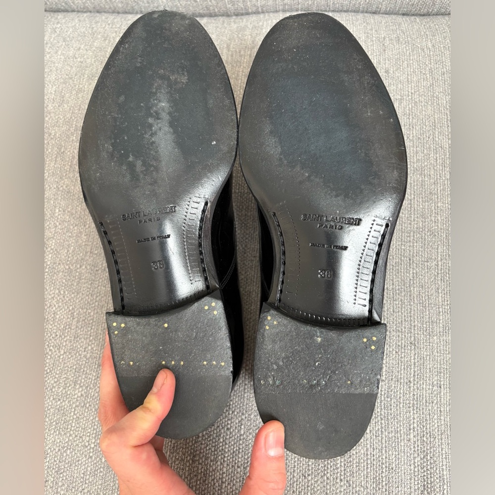 Saint Laurent Black Patent Leather Derby Oxfords - Picture 6 of 6